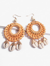 Shell Hollow Rattan  copper wire Earring Accessories