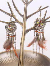 Feather Tasseled Alloy Earrings