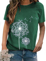 Women cotton blend Casual Printed Round Neck Short Sleeve T-Shirts Women cotton blend Casual Printed Round Neck Short Sleeve T-Shirts