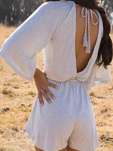 Fashion Backless Lacing V neck Jumpsuits