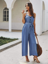 Fashion Loose Vest V neck Lacing Jumpsuits