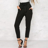 Casual Pure Color Long Pants With Belt