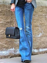 Broken Hole Bell Jeans Pants
