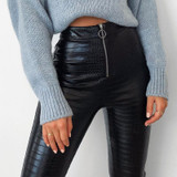 Elegant High Waist Faux Leather Pants Women Pencil Skinny Pants Office Ladies Trousers Casual Slim Black Capris