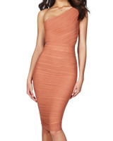 One Shoulder Ruched Design Bodycon Dress