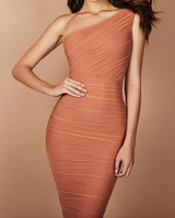 One Shoulder Ruched Design Bodycon Dress