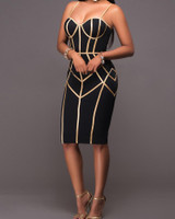 Spaghetti Strap Contrast Binding Bodycon Dress Spaghetti Strap Contrast Binding Bodycon Dress