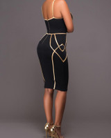 Spaghetti Strap Contrast Binding Bodycon Dress Spaghetti Strap Contrast Binding Bodycon Dress