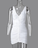 V-Neck Ruched Bodycon Dress