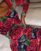 Square Neck Floral Bodycon Mini Dress