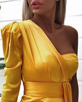 One Shoulder Ruched Design Irregular Dress One Shoulder Ruched Design Irregular Dress