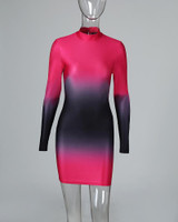 Open Back Tie Dye Print Bodycon Dress