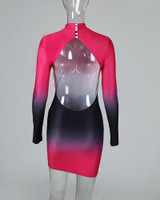 Open Back Tie Dye Print Bodycon Dress