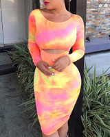 Open Back Tie Dye Print Bodycon Dress