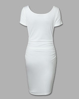 Solid Off Shoulder Ruched Bodycon Dress