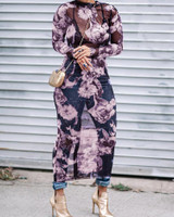 Floral See Through Bodycon Midi Dress