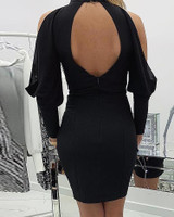 Cut Out Shoulder Backless Bodycon Dress