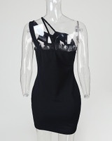 One Shoulder Solid Sleeveless Bodycon Dress