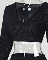 Glitter Off Shoulder Crop Top & Skirt Sets