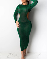Solid Cutout Bodycon Midi Dress