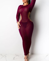 Solid Cutout Bodycon Midi Dress