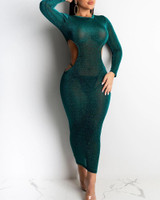 Solid Cutout Bodycon Midi Dress