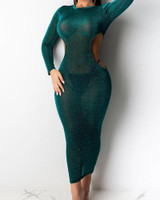 Solid Cutout Bodycon Midi Dress