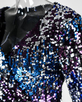 Glitter V-Neck Long Sleeve Sequins Bodycon Dress