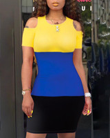 Cold Shoulder Colorblock Bodycon Dress