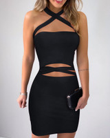Crisscross Neck Cutout Bodycon Dress