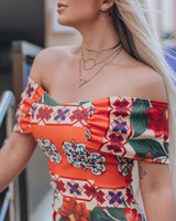 Floral Print Off Shoulder Bodycon Dress
