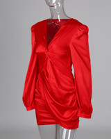 Ruched Twist Detail Long Sleeve Dress