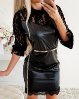 Lace Insert Bodycon Mini Dress