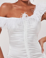 Faux Feather Trim Drawstring Design Dress
