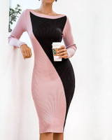 Contrast Color Bodycon Jumper Dress