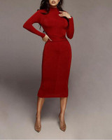 Round Neck Bodycon Midi Dress