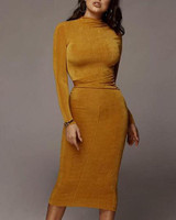 Round Neck Bodycon Midi Dress