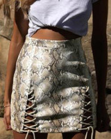 Snake Print Lace-Up Detail Skirt