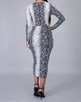 Snake Print Bodycon Midi Dress