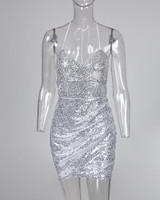 Sequined Bodycon Strappy Mini Dress