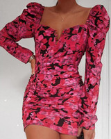 Square Neck Floral Bodycon Dress