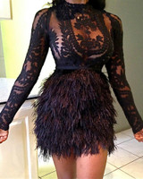 See Through Lace Top With Faux Fur Skirt Set