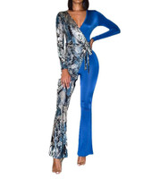 Snake Print Contrast Jumpsuit