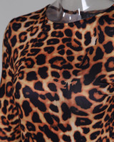 Leopard Print Long Sleeve Midi Dress