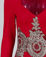 Crochet Lace Insert Long Sleeve Bodycon Dress