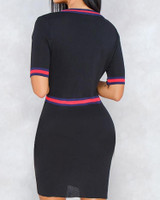 Contrast Binding Striped Tape Mini Dress