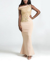 Skew Neck Bodycon Fishtail Maxi Dress