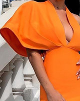 One Sleeve Plunge Bodycon Dress