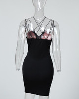 Colorblock Insert Crisscross Strap Bodycon Dress