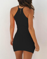 Sleeveless Halter Solid Bodycon Mini Dress